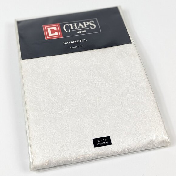 Chaps Barrington 52"x70" Oblong White Tablecloth - Picture 1 of 5
